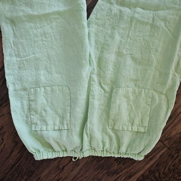 fresh produce large Bright Green Linen Pull On Pants Breathable Lightweight... - Picture 5 of 6